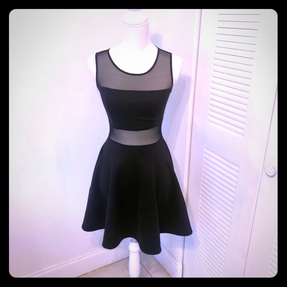Guess Dresses & Skirts - GUESS Black Sheer Mesh Fit & Flare Skater Dress